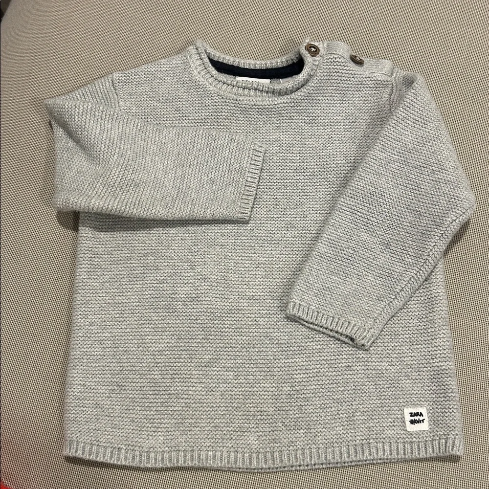 Zara Baby Cotton Knit Light Gray Sweater